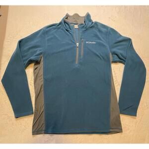 Columbia Jacket Mens Size Medium Blue Fleece Long Sleeve Mock Neck 1/4 Zip